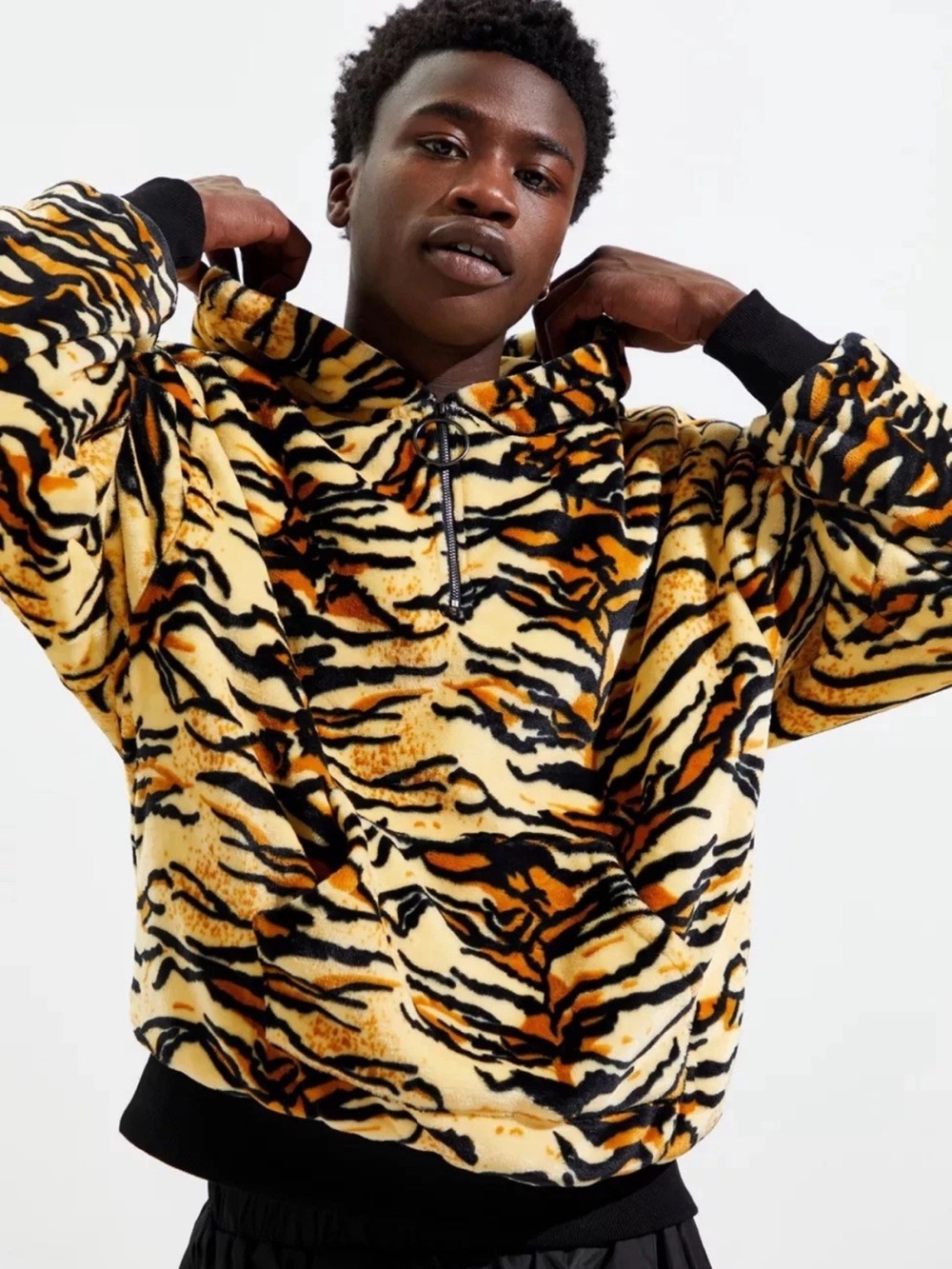 Urban Outfitters Animal Print FairPlay Hoodie Polar Fleece Pullover MEDIUM